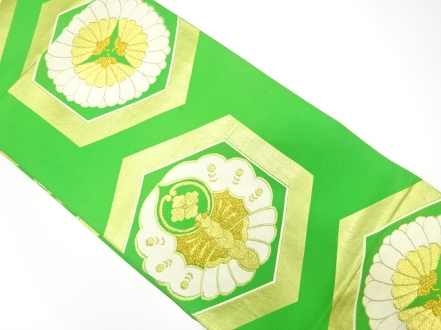 JAPANESE KIMONO / ANTIQUE FUKURO OBI / SILK / WOVEN FLOWER